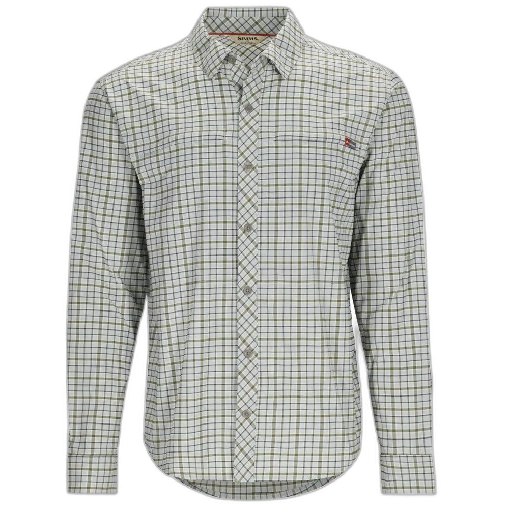 Simms Mens' Stone Cold LS Shirt in Sterling Plaid Sz XXL